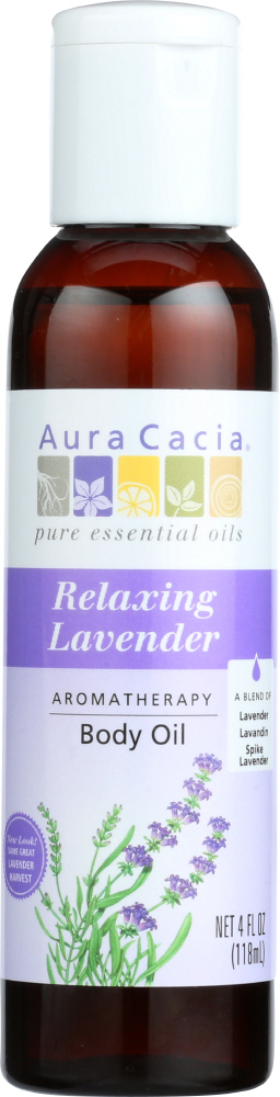 AURA CACIA: Aromatherapy Body Oil Relaxing Lavender, 4 oz Image