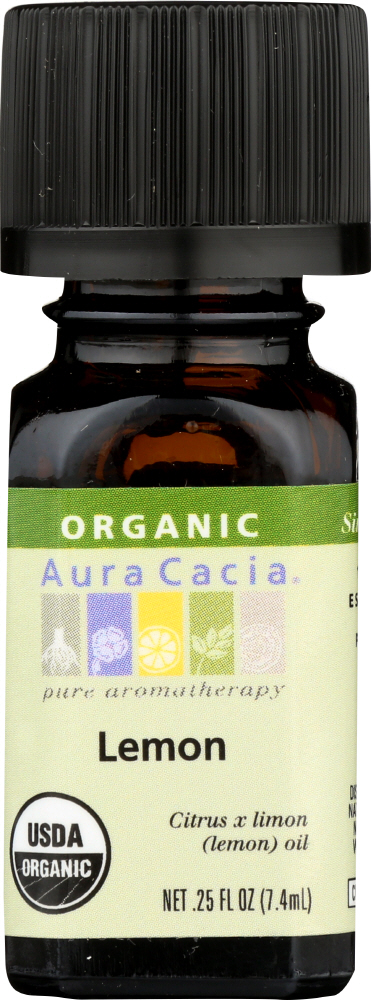 AURA CACIA: Organic Lemon Essential Oil, 0.25 oz Image