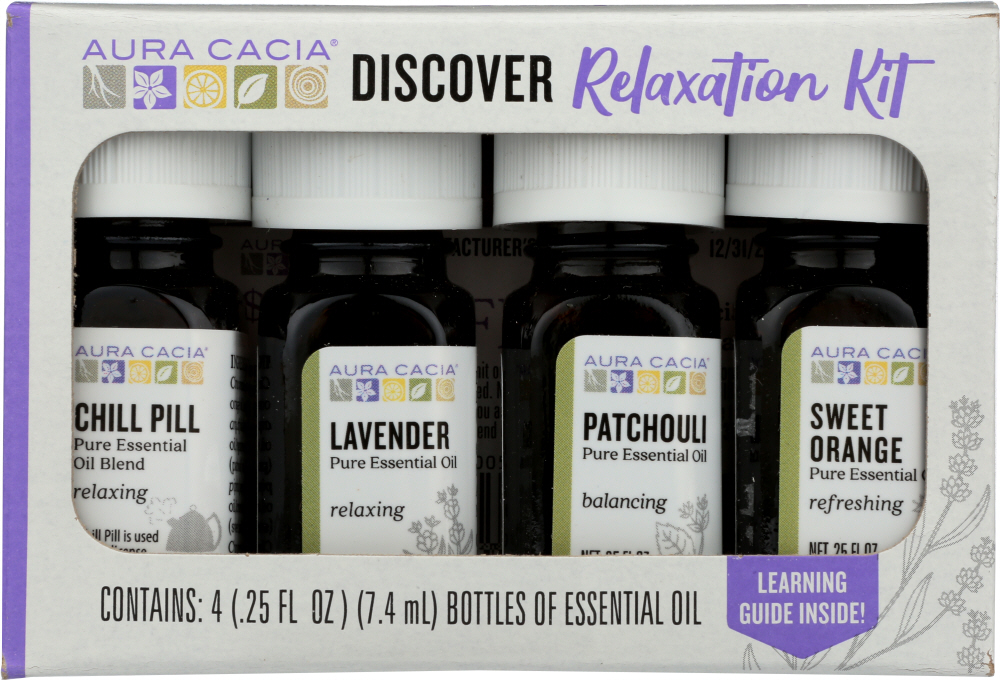 AURA CACIA: Essensial Oil Relaxation Kit Pack of 4, 0.25 oz Image