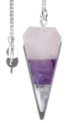 6-sided Amethyst & Rose Quartz pendulum Image