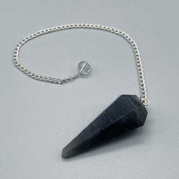 6-sided Black Obsidian pendulum Image